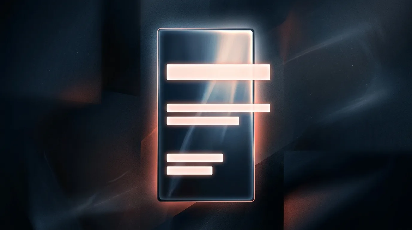 Concept illustration of glowing text bars appearing over a video frame