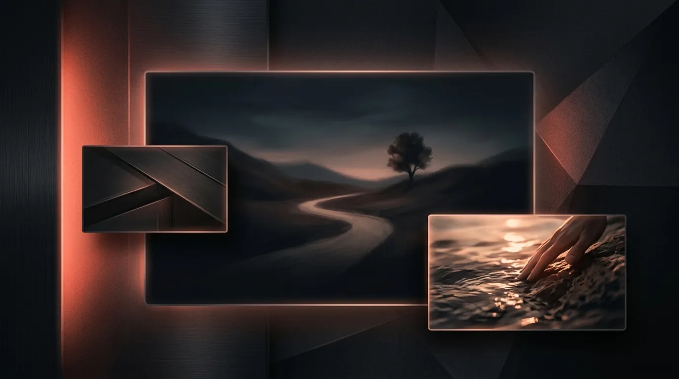 Concept illustration of a main video frame layered with smaller cutaway frames