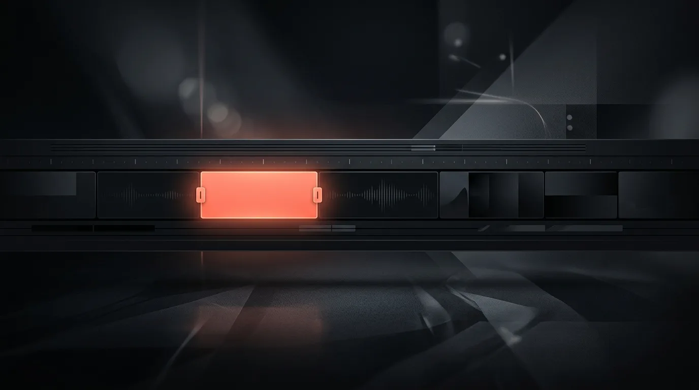 Concept illustration of a glowing segment being selected from a video timeline