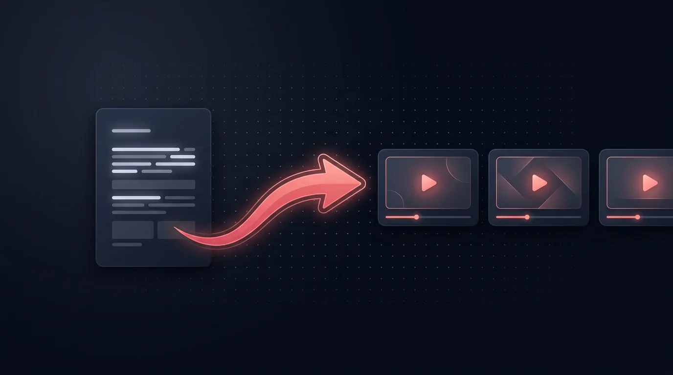 Concept illustration of a script turning into video frames