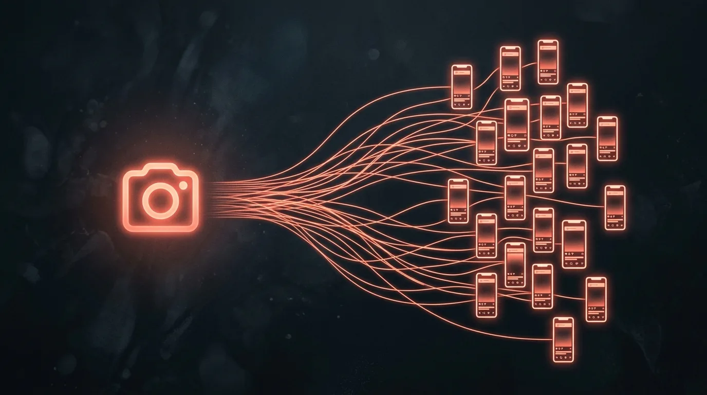 Concept illustration of one filming session feeding multiple posts
