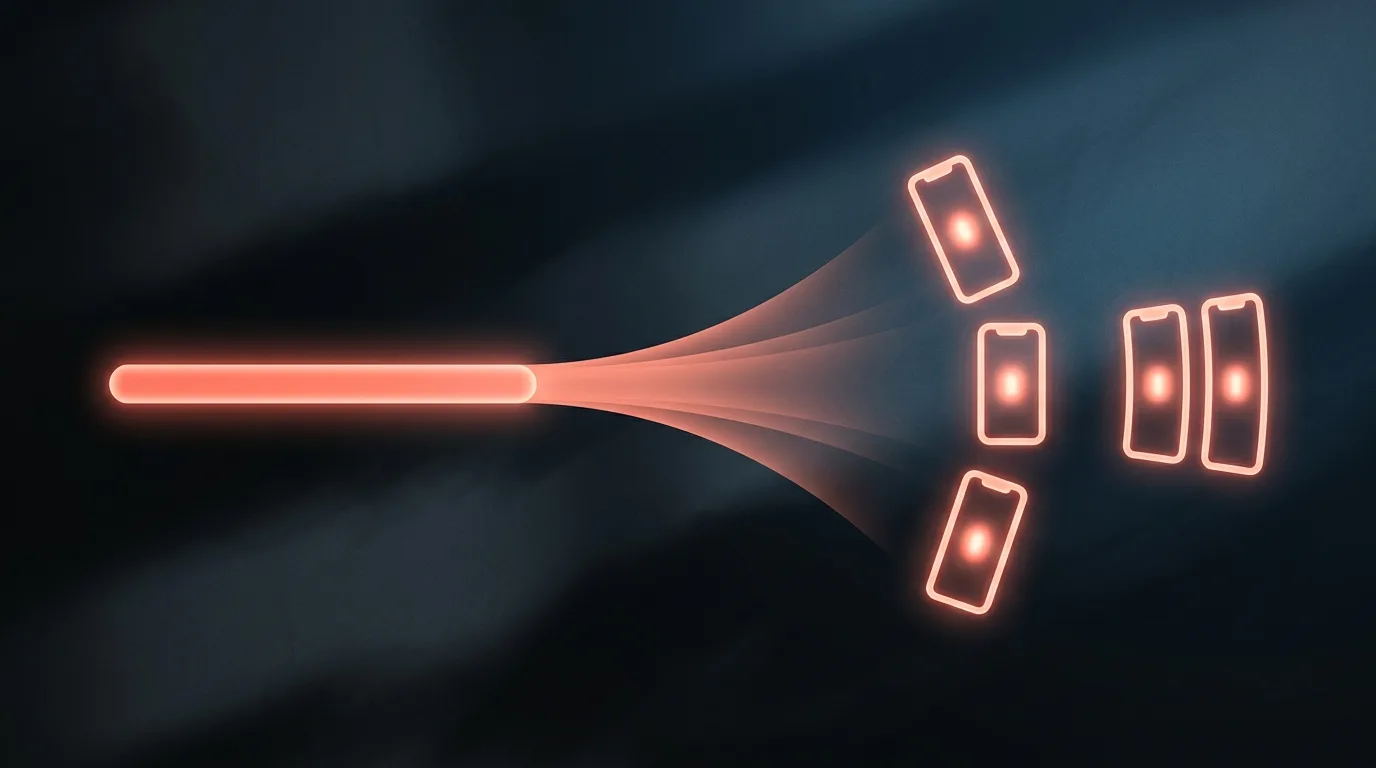 Concept illustration of one long video bar fanning out into a week of short clips