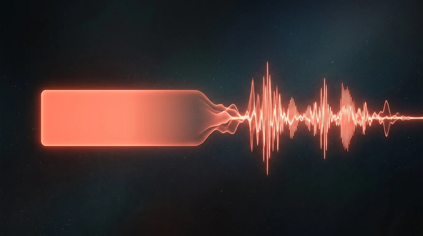 Concept illustration of a text box turning into a glowing sound wave