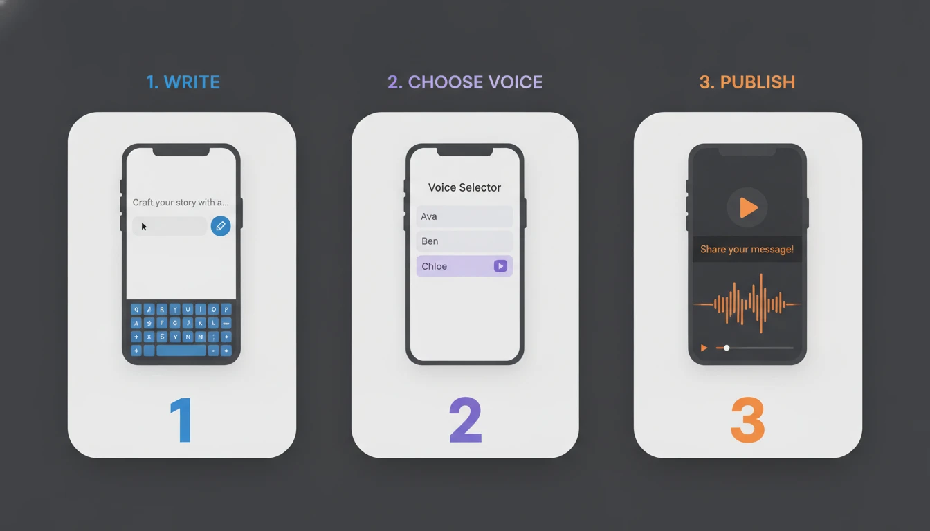 Concept art of the text-to-speech steps as a simple flow