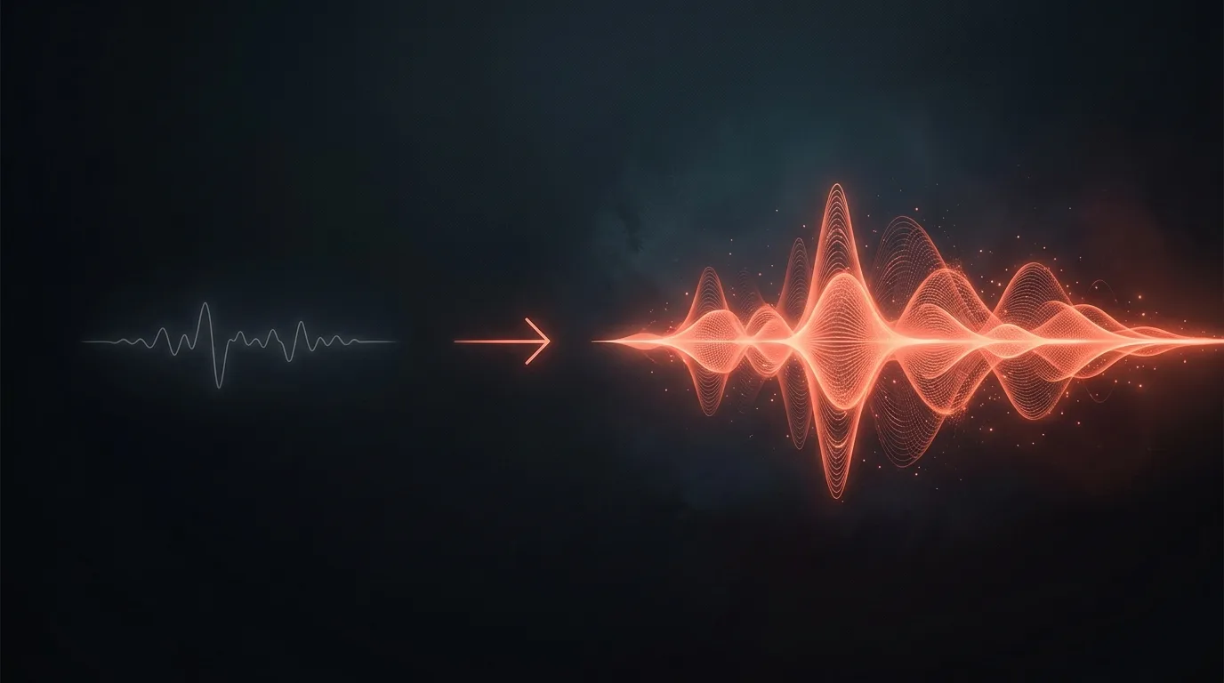 Concept illustration of a basic voice wave upgrading to a richer one