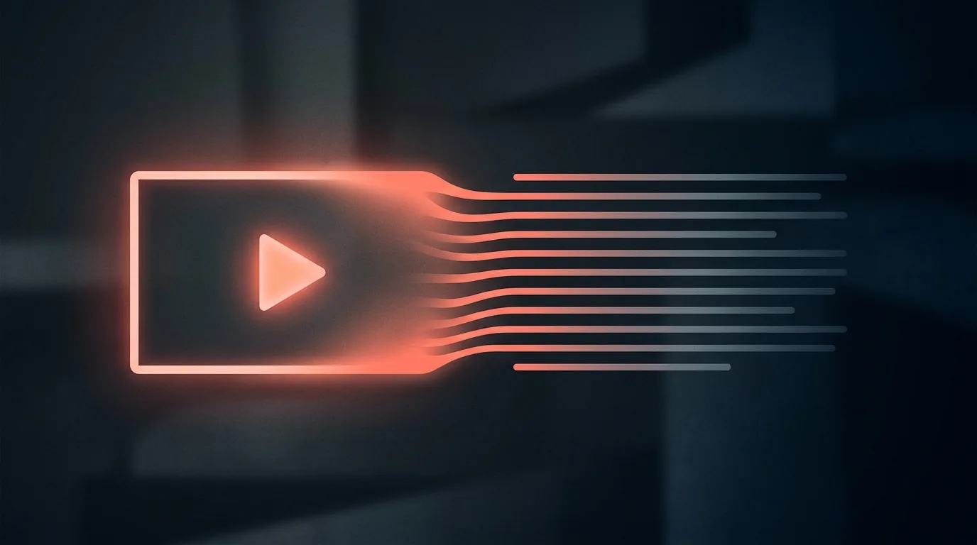 Concept illustration of a YouTube video turning into lines of text